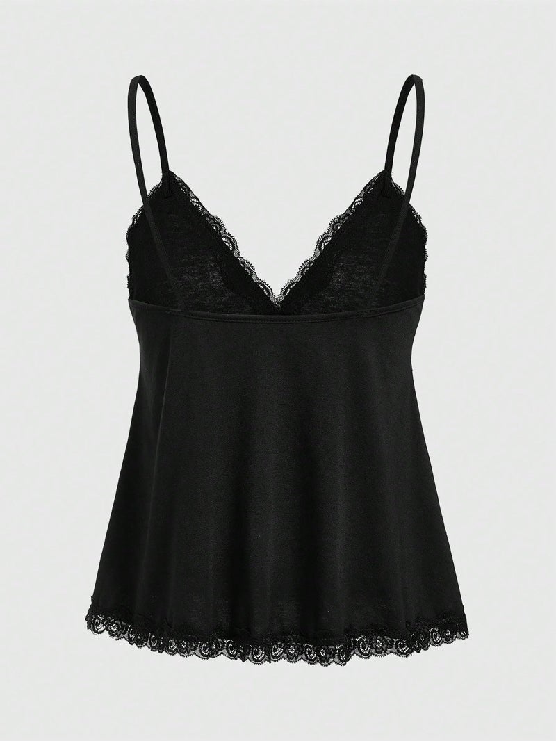 SHENHE Women's Lace Tank Top V Neck Sleeveless Camisole Shirts 2026 Spring Summer Flowy Babydoll Top Black Large - Image 3