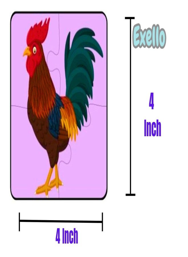 Exello 4 Piece Wooden Puzzle - Set of 12 Jigsaw Puzzles, 4x4 Inch Size, Animals, Birds, Sea Animals - Image 4