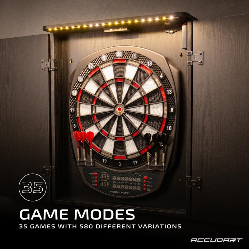 Accudart NOVA Electronic Dartboard - 35 Game Modes - 580 Game Variations - Advanced Features - Top Mount LED Lighting for No Shadow Play - LED Scoring Display - Dual Power - Includes Soft Tip Darts - Image 2