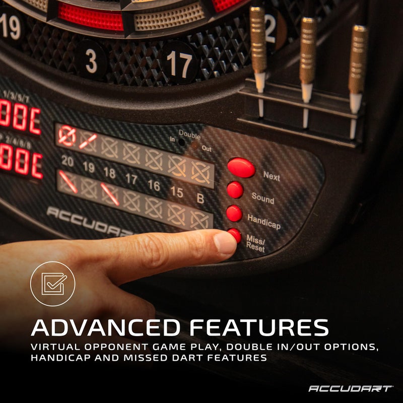 Accudart NOVA Electronic Dartboard - 35 Game Modes - 580 Game Variations - Advanced Features - Top Mount LED Lighting for No Shadow Play - LED Scoring Display - Dual Power - Includes Soft Tip Darts - Image 3