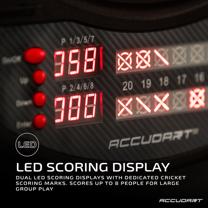 Accudart NOVA Electronic Dartboard - 35 Game Modes - 580 Game Variations - Advanced Features - Top Mount LED Lighting for No Shadow Play - LED Scoring Display - Dual Power - Includes Soft Tip Darts - Image 4