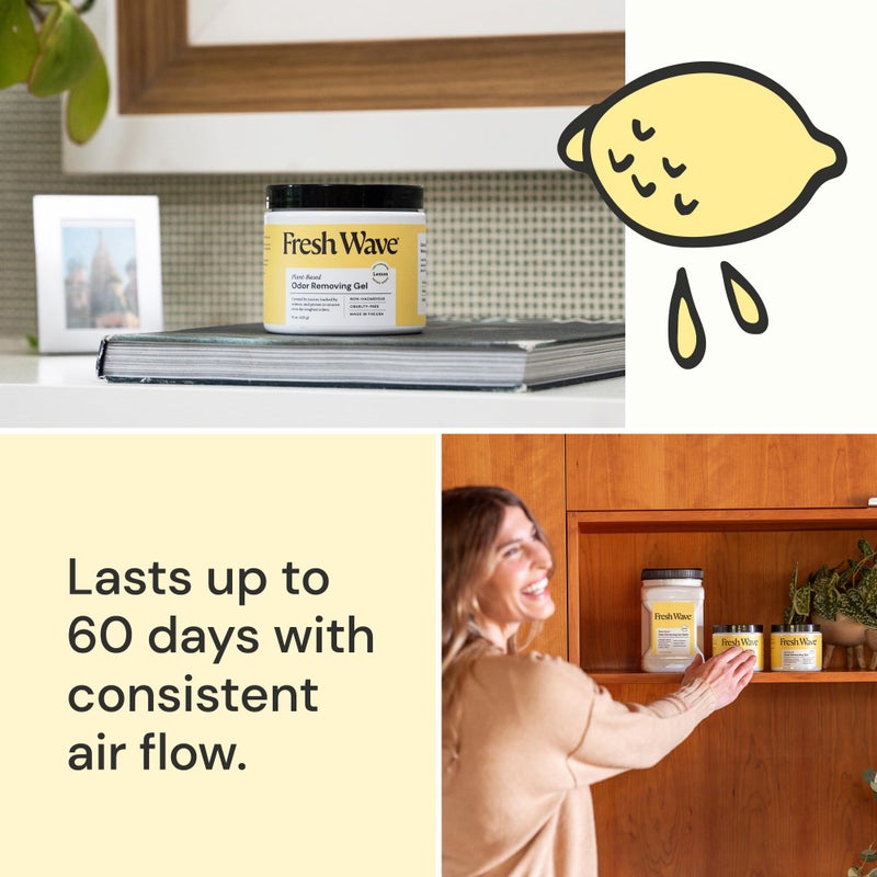 Fresh Wave Lemon Odor Removing Gel, 15 oz., Pack of 2 - Safer Odor Absorbers for Home, Natural Plant-Based Odor Eliminator, Every 15 oz. lasts 30-60 Days, For Cooking, Trash & Pets - Image 3