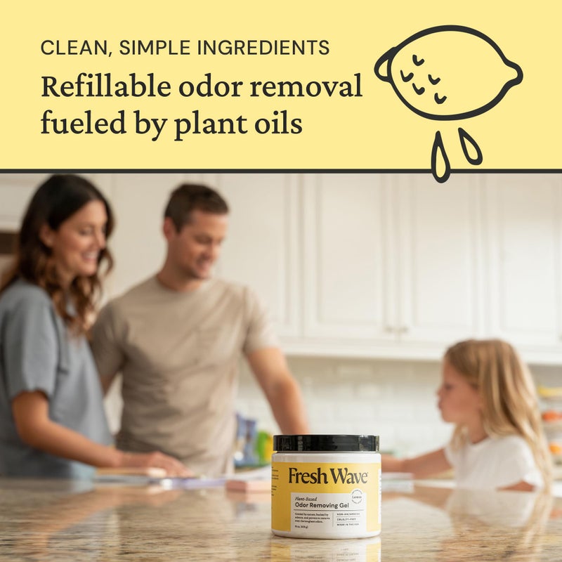 Fresh Wave Lemon Odor Removing Gel, 15 oz., Pack of 2 - Safer Odor Absorbers for Home, Natural Plant-Based Odor Eliminator, Every 15 oz. lasts 30-60 Days, For Cooking, Trash & Pets - Image 5