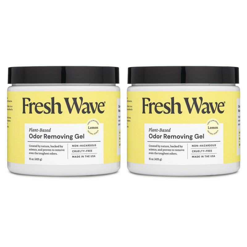 Fresh Wave Lemon Odor Removing Gel, 15 oz., Pack of 2 - Safer Odor Absorbers for Home, Natural Plant-Based Odor Eliminator, Every 15 oz. lasts 30-60 Days, For Cooking, Trash & Pets - Image 1