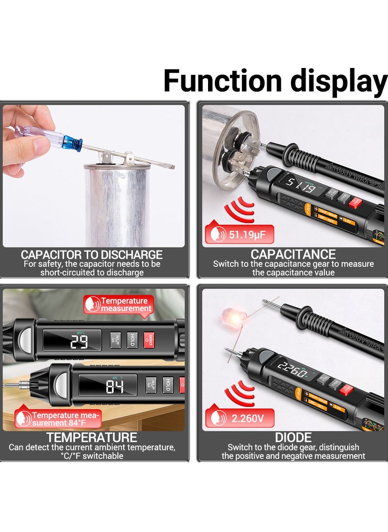 ANENG - A3009 Mini Pen Multimeter with Voice Broadcast 6000 Counts Voltmeter VA Reverse LCD Display Flashlight NCV Tester for Voltage Resistance Capacitance Temperature On/Off Diode Phase Sequence Measurement - Image 1
