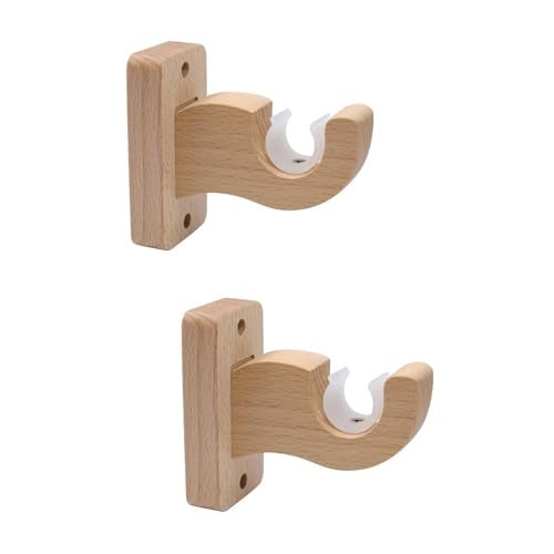 Semetall 2pcs Solid Wood Curtain Rod Brackets Heavy Duty Wooden Rod Holders - Image 1