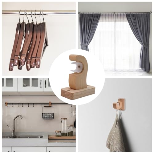 Semetall 2pcs Solid Wood Curtain Rod Brackets Heavy Duty Wooden Rod Holders - Image 5