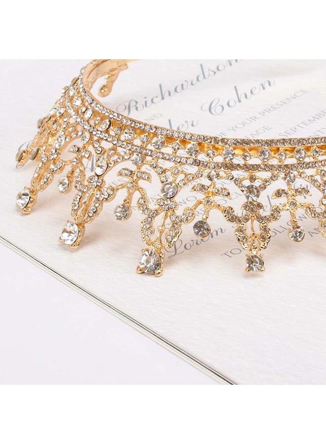 Cocide Gold Tiara and Crown for Women Birthday Headband for Girls Crystal Queen Crown Hair Accessories for Bride Party Bridesmaids Bridal Prom Halloween Costume Cosplay Christmas Gifts (DARK GOLD) - Image 5