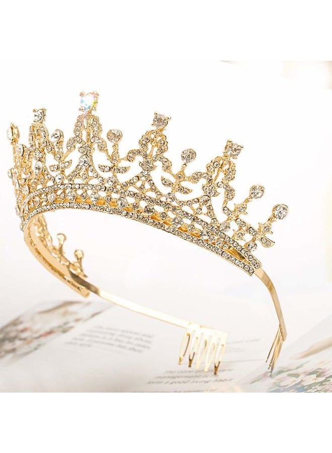 Cocide Gold Tiara and Crown for Women Birthday Headband for Girls Crystal Queen Crown Hair Accessories for Bride Party Bridesmaids Bridal Prom Halloween Costume Cosplay Christmas Gifts (DARK GOLD) - Image 4