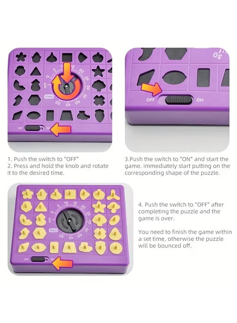 Arabest Timed Puzzle Game - Shape Matching Popup Tray Toy Set with Timer | Matching Training Time Puzzle Educational Board Toys Logical Thinking Game for Boys Girls - Image 2