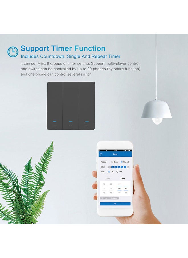 NIBEMINENT - Wi-Fi Smart Switch with Installation Screws Black - Image 1