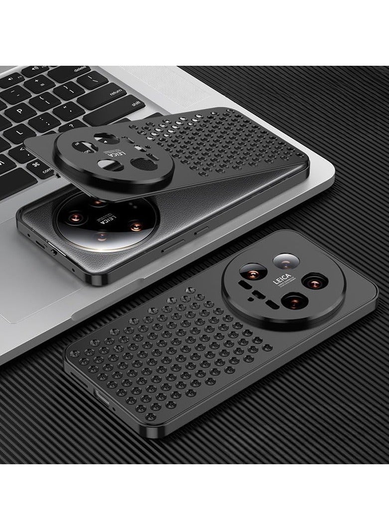 general Case Compatible with Xiaomi 14 Ultra Case, Honeycomb Heat Dissipation Hollow Aluminum Alloy Metal Shockproof Protective Cover for Xiaomi 14 Ultra - Image 1