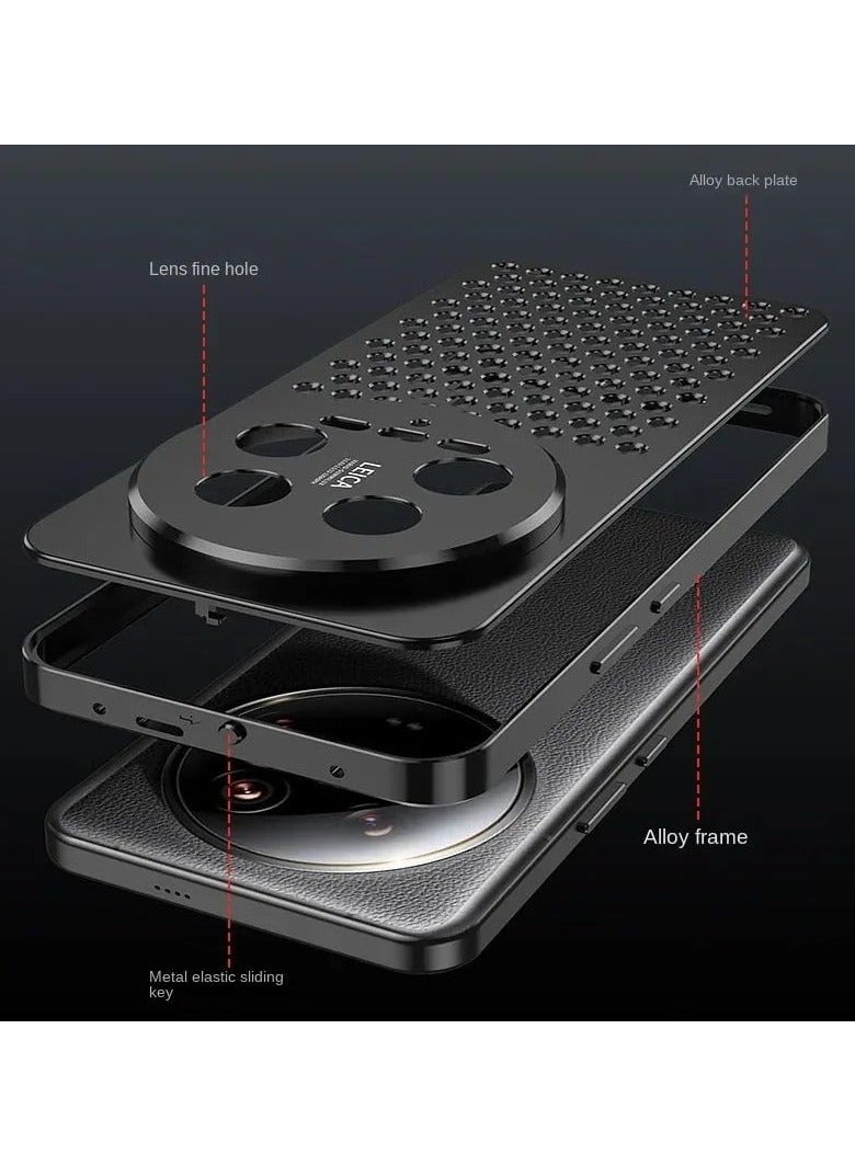 general Case Compatible with Xiaomi 14 Ultra Case, Honeycomb Heat Dissipation Hollow Aluminum Alloy Metal Shockproof Protective Cover for Xiaomi 14 Ultra - Image 2