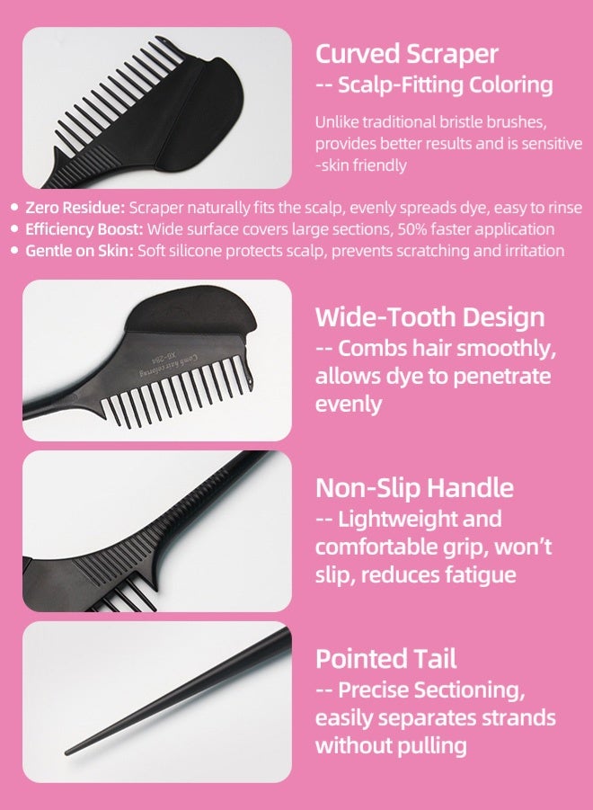 Zcheer Professional 5-Piece Hair Dye Coloring Kit with Scraper Brush, Mixing Stick, Comb Clips, Foldable Bowl & No-Trace Hair Clips, for Salon, Home DIY Hair Dyeing & Highlighting - Image 4