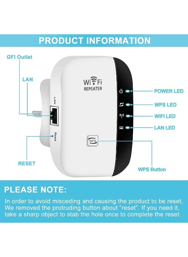 WiFi Range Extender/WiFi Signal Booster covers an area of ​​up to 50 square meters and supports 28 devices. Features an Ethernet port, quick setup, and is a wireless home signal booster. - Image 1