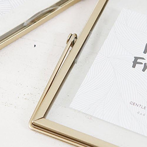 XIAOHONG 2 Pack 4x6 Metal Floating Glass Picture Frame with Metal Easel Vertical 6x4 Glass Photo Frame Metal Geometric Picture Frame For Photos Art Tabletop Display Gold - Image 5