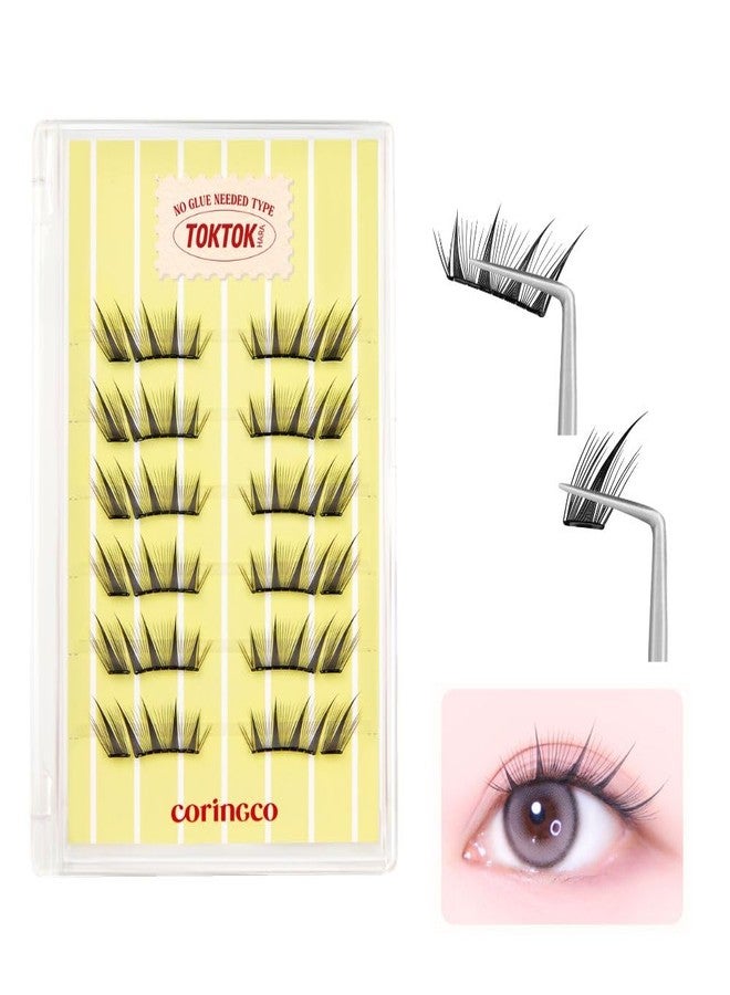 CORINGCO TokTok Hara No Glue Half Eyelash Pre Adhesive Strip False Lashes Natural Outer Corner Lash Extension Lightweight Reusable K Beauty Eye Lift Lashes READY ANIME PURE (ANIME) - Image 1