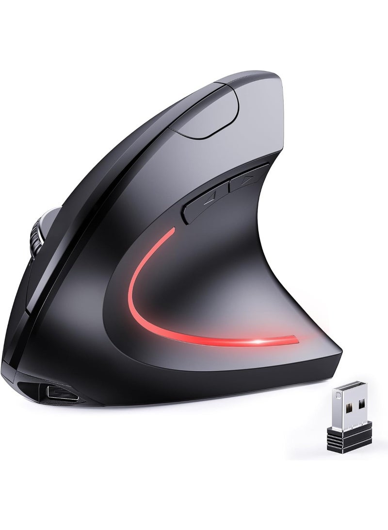 جيماكس ماوس لاسلكي مريح قابل لاعادة الشحن ، بلوتوث 5.2 و2.4GHz USB (2 في 1) مع 1000/1200/1600 نقطة لكل بوصة، 6 ازرار صامتة، للابتوب والكمبيوتر وماك بوك وكروم بوك - اسود - Image 1