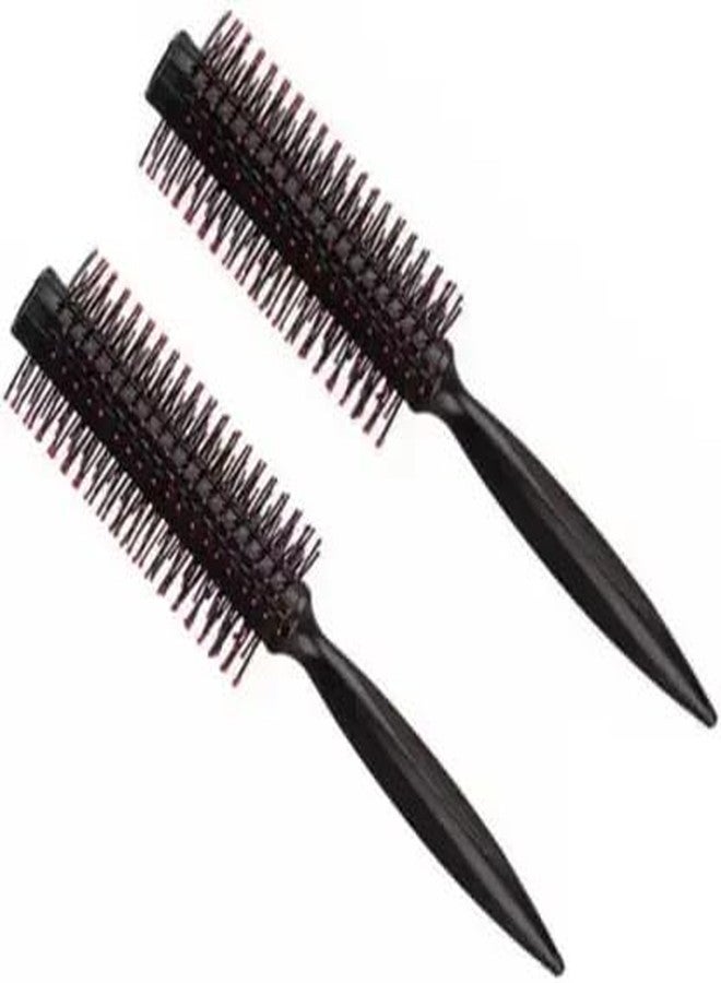 Florabliss®Round Hair Brush Soft Nylon Bristles for Women, Men, Wet and Dry Hair| All Type of Hair Lightweight Long Lasting Curles & Waves |Hair Roller Brush Smooth & Straight(pack of 2) black