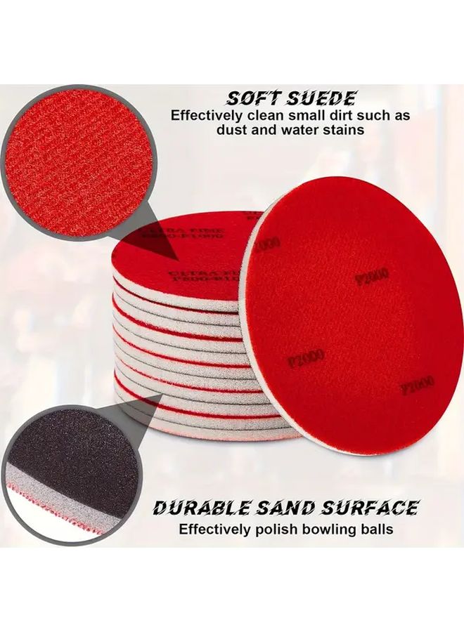 6pcs 5 Inch Bowling Ball Sanding Pads Resurfacing Polishing Kit Red 500 1000 2000 Grit - Image 5