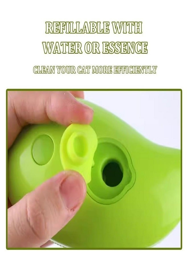 فرشاة بخار القطط - فرشاة بخار قطط 3 في 1 فرشاة بخار ذاتية التنظيف للقطط فرشاة بخار للقطط للتدليك فرشاة شعر القطط لإزالة الشعر المتشابك والفضفاض القضاء على الشعر الطائر باللون الأخضر - Image 5