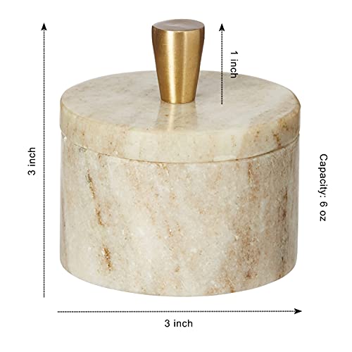 Queenza Marble Salt Cellar with Lid and Brass Knob (Brown) - Image 4
