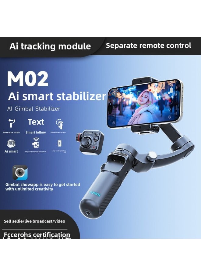 Handheld Tripod Head Three-axis Mobile Phone Stabilizer Detachable Main Control Anti-shake Smart Follow-up Photography Live Broadcast-Colour:[m02+magnetic Fill Light+ai Tracking Module] Intelligent Ai Three-axis Gimbal Stabilizer