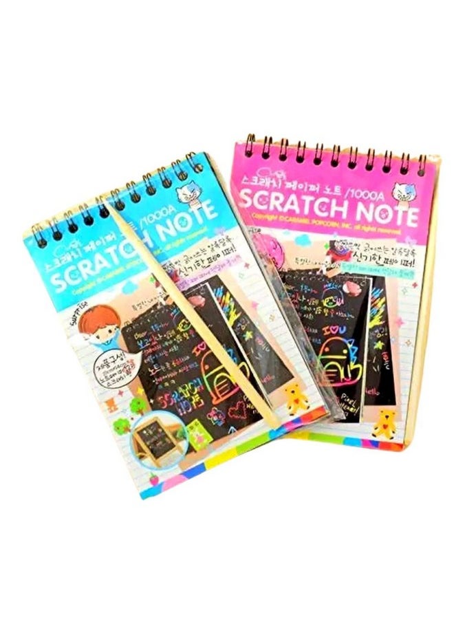 deziine DEZIINE®A6 Magic Paper Sheet Art Book and Craft Paper Rainbow Scratch Book(10 x 15cm) Set of 2, watercolor  - Image 1