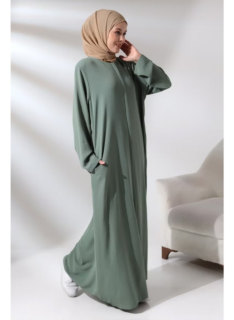 İhvan Mint Women's Aerobin Hidden Zipper Hijab Abaya Dress - Image 3