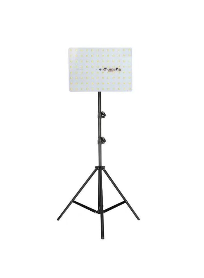 Generic Super Bright 12V Lamp LED Lamp Stall Lamp Night Market Lamp Charging Stall Special Illuminable Lamp Emergency Household Battery Lamp-Color:200 Watt Large Plate + Black Pipe Support  - Image 1