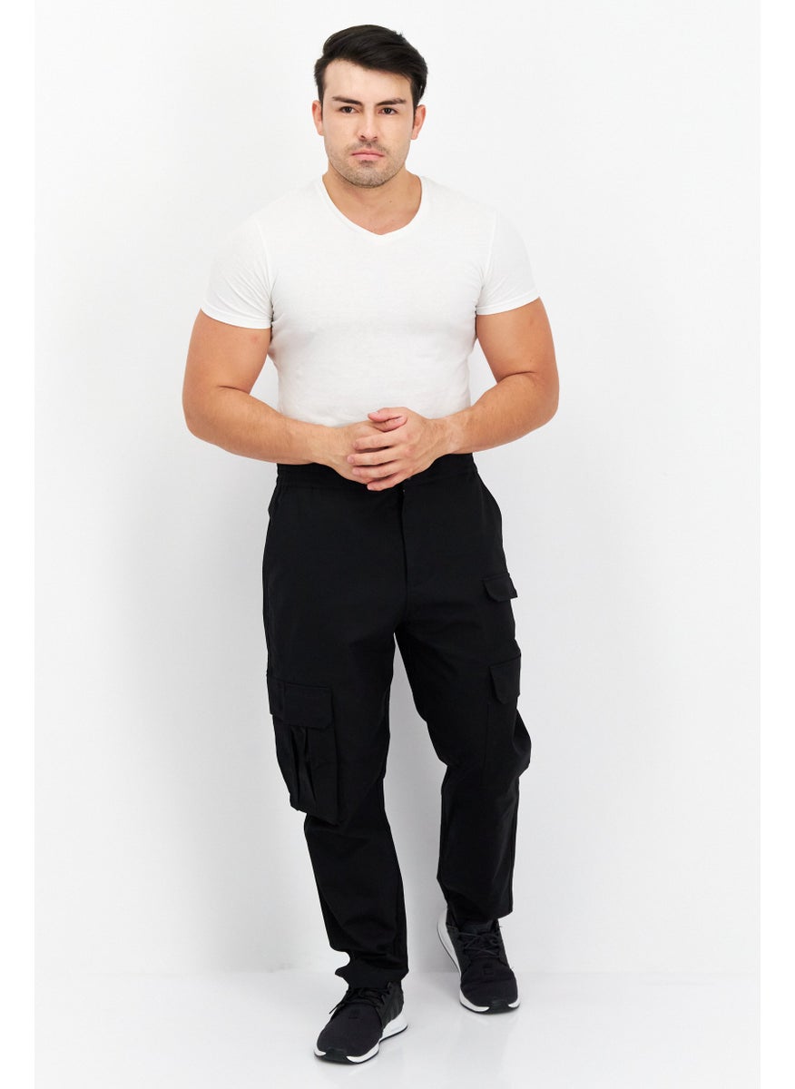 SELECTED Men Regular Fit Solid Cargo Pants, Black  - Image 3