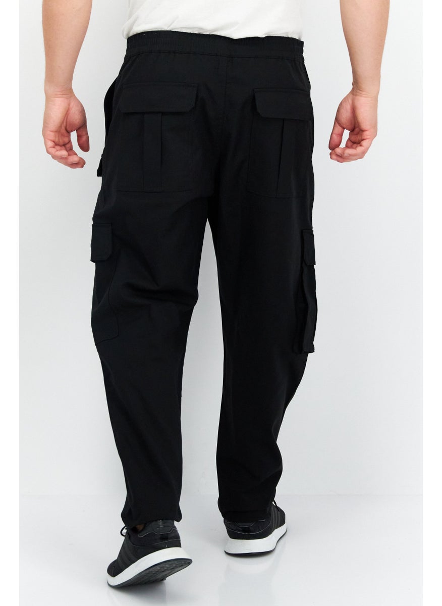 SELECTED Men Regular Fit Solid Cargo Pants, Black  - Image 2