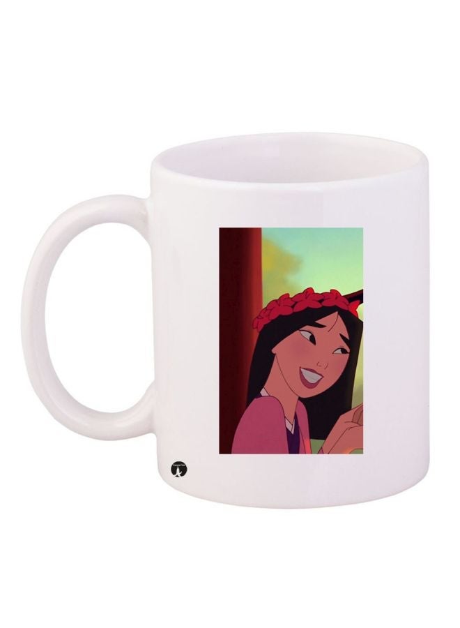 Cartoon Girl Printed Coffee Mug White/Green/Red 11ounce