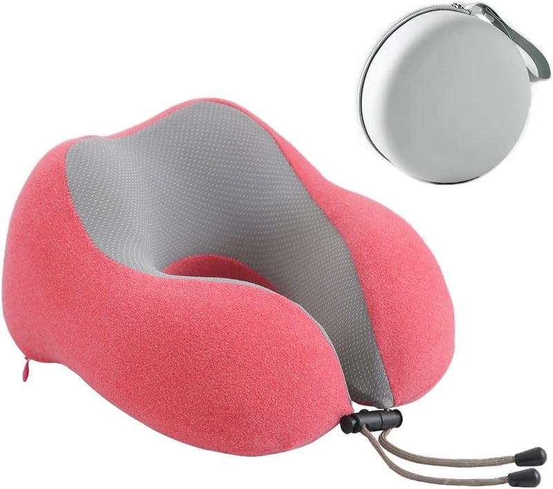 jidachuang Memory Foam Neck Pillow for Travel Traveling Pillow for Airplanes for Adult (B-Rose) - Image 1
