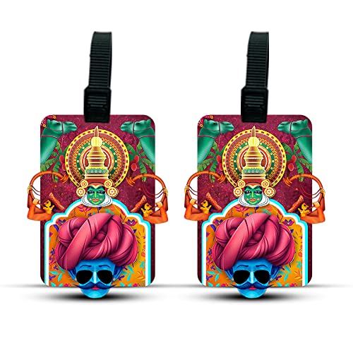 Ultra 3D Luggage Tag (Set of 2) Bag tag Travel Id Label Tags for Suitcase & School Bags Theme of Traditional Incredible India Culture Souvenir Gift - Image 1