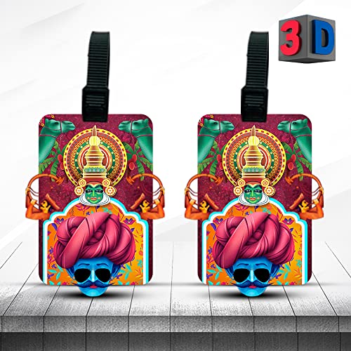 Ultra 3D Luggage Tag (Set of 2) Bag tag Travel Id Label Tags for Suitcase & School Bags Theme of Traditional Incredible India Culture Souvenir Gift - Image 2