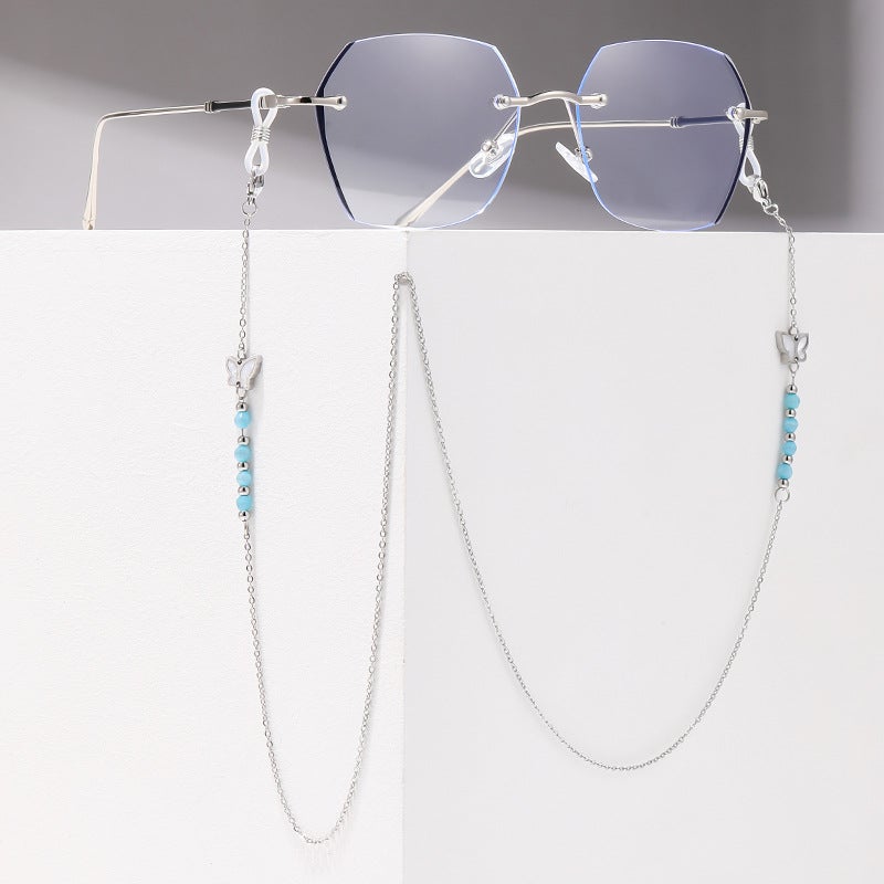 Titanium Steel Hanging Neck Glasses Chain Tide Diamond Ornaments High-Grade Feeling Chain Rose Gold Original Design Sun Glasses Chain Women - Image 3
