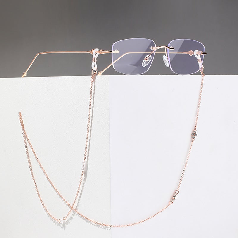 Titanium Steel Hanging Neck Glasses Chain Tide Diamond Ornaments High-Grade Feeling Chain Rose Gold Original Design Sun Glasses Chain Women - Image 5