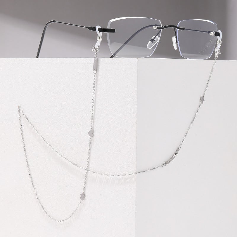 Titanium Steel Hanging Neck Glasses Chain Tide Diamond Ornaments High-Grade Feeling Chain Rose Gold Original Design Sun Glasses Chain Women - Image 4