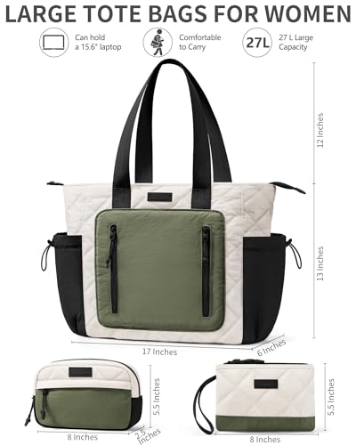 Bagstellar Puffer Tote Bag for Women, Lightweight Puffy Work Laptop Handbag Teacher Nurse Quilted Shoulder School Daily Travel Gym Bag - Image 4