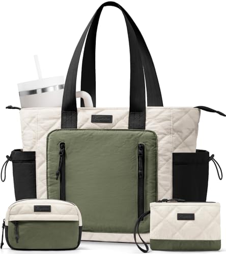 Bagstellar Puffer Tote Bag for Women, Lightweight Puffy Work Laptop Handbag Teacher Nurse Quilted Shoulder School Daily Travel Gym Bag - Image 1