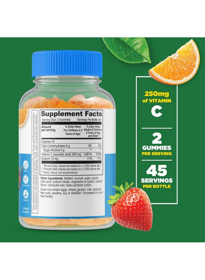 Lifeable Sugar Free Vitamin C for Kids - 250 mg - Great Tasting Natural Flavor Gummy Supplement - Vegetarian GMO-Free Chewable Vitamin - for Immune Support - for Children - 90 Gummies - Image 2