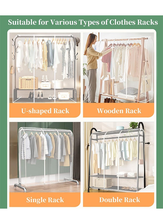 Generic Garment Rack Cover with Zipper Clothes Hanging Rack Cover Dustproof Waterproof Clothing Storage Protector ，78x20x60 inch，Translucent  - Image 3