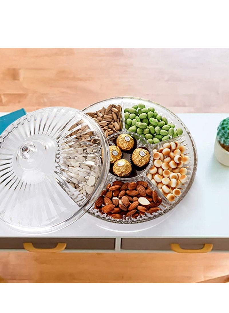 صينية مبتكرة متعددة الاستخدامات بست خانات من الاكريليك بغطاء لتقديم المكسرات والفواكه المجففة والمقبلات بالمناسبات 6 خانات (شفافة) - Image 2