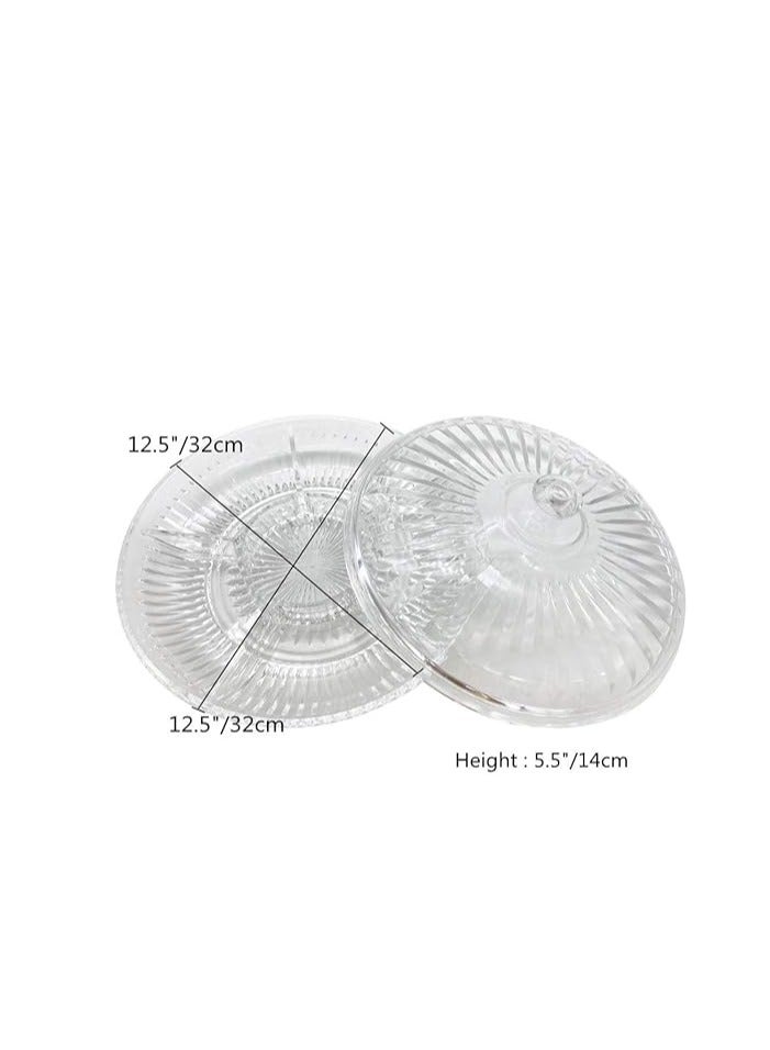 صينية مبتكرة متعددة الاستخدامات بست خانات من الاكريليك بغطاء لتقديم المكسرات والفواكه المجففة والمقبلات بالمناسبات 6 خانات (شفافة) - Image 3