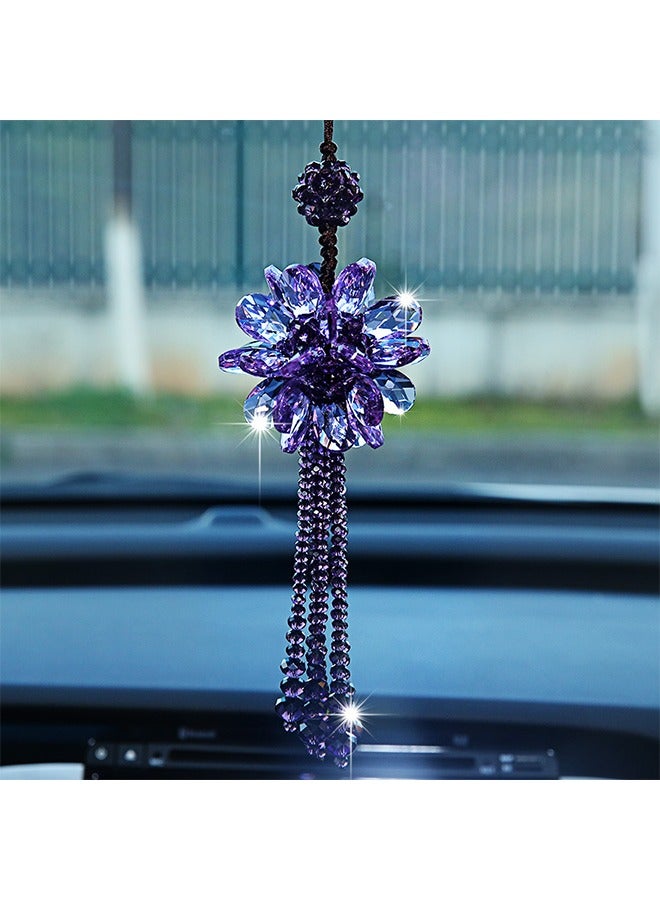 Crystal Flower Car Hanging Ornament, Lucky Rearview Mirror Pendant, Home & Car Decoration, Transparent Crystal