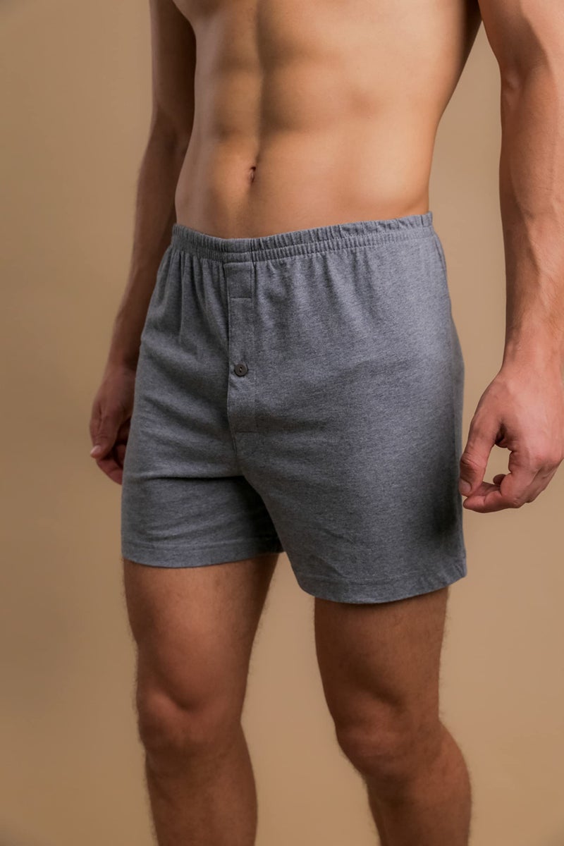 Cottonique Men's Elasticized Loose Boxer Shorts made from 100% Organic Cotton (Melange Grey) (2X-Large, Melange Grey) - Image 3