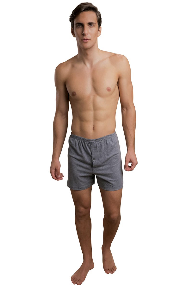 Cottonique Men's Elasticized Loose Boxer Shorts made from 100% Organic Cotton (Melange Grey) (2X-Large, Melange Grey) - Image 1