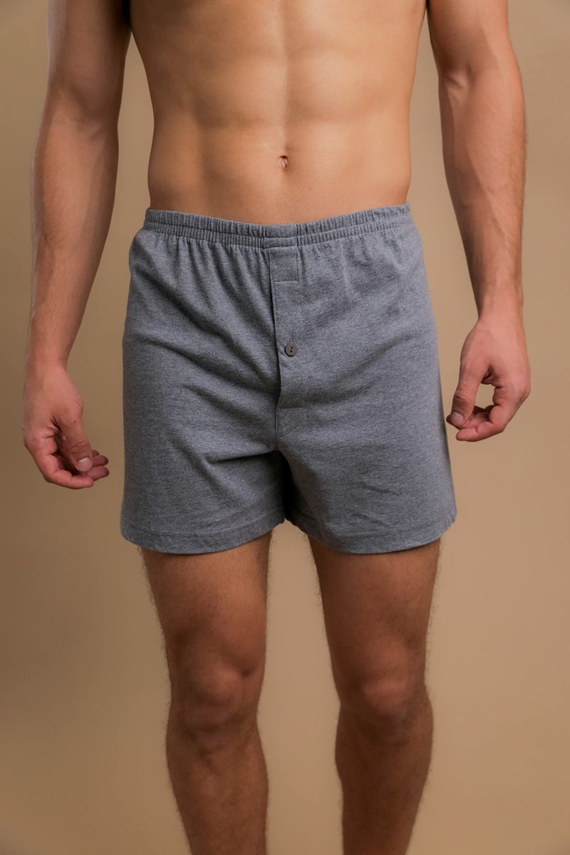Cottonique Men's Elasticized Loose Boxer Shorts made from 100% Organic Cotton (Melange Grey) (2X-Large, Melange Grey) - Image 2