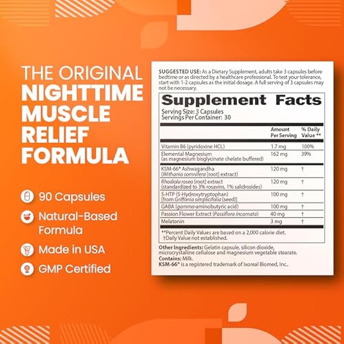 SaltWrap Mag R&R - Nighttime Muscle Cramps Support, Natural Sleep Support for Adults with Magnesium Glycinate for Muscle Spasm and Leg Cramps Relief, 90 Capsules - Image 3
